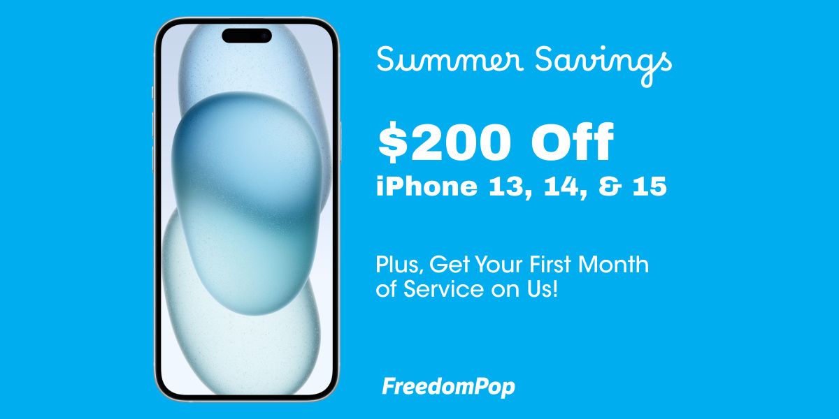 Get $200 off and a month of service on us with the purchase of an iPhone 15, 14, or 13